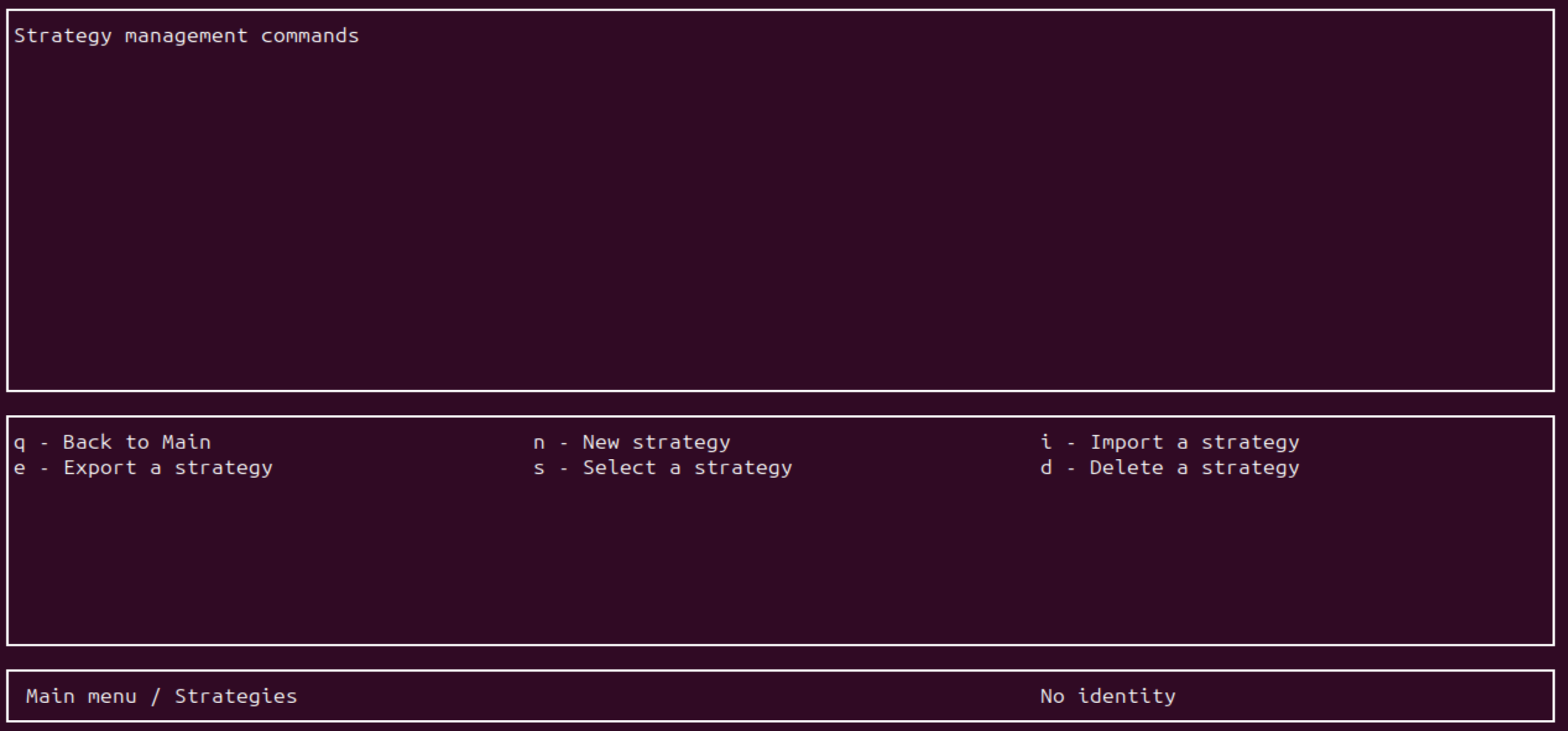 Strategies screen