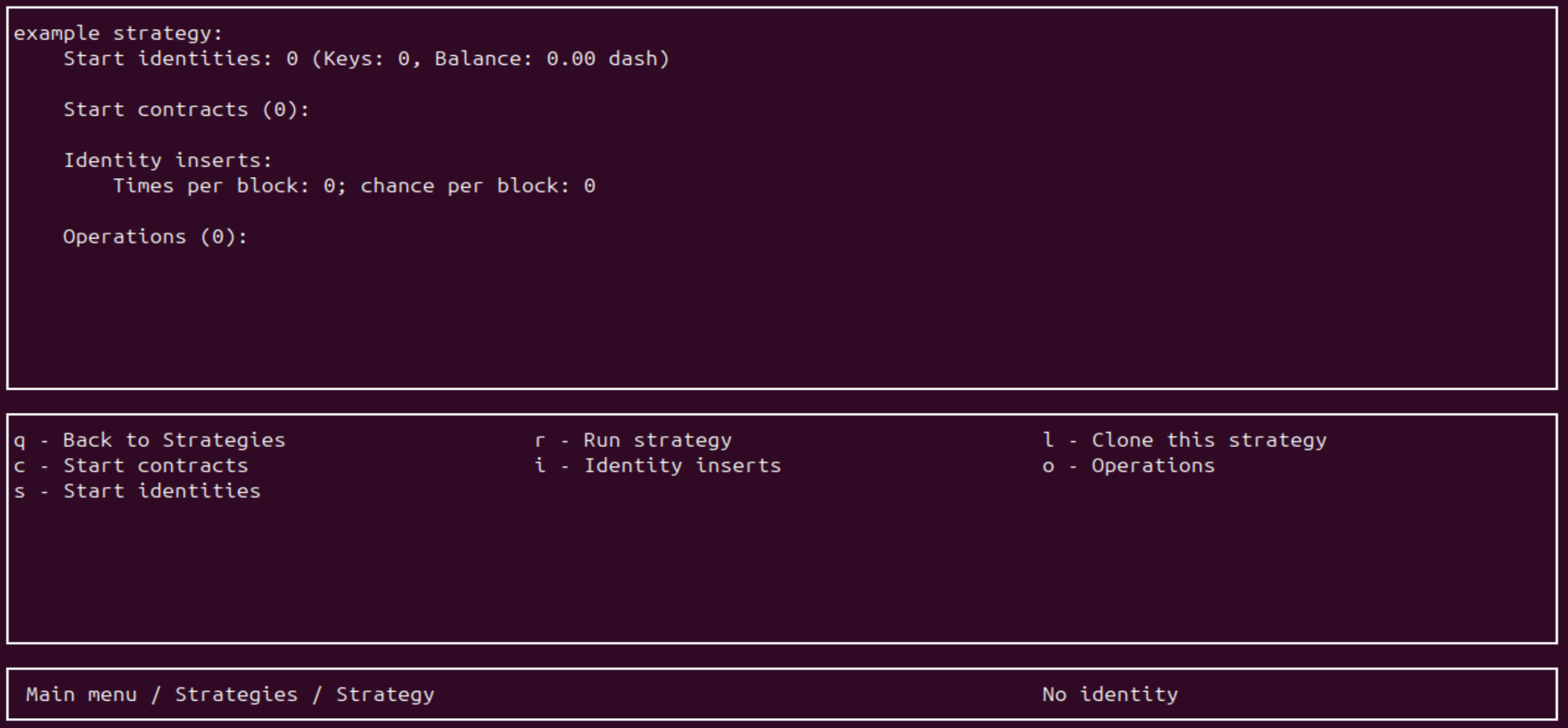 Strategy management screen